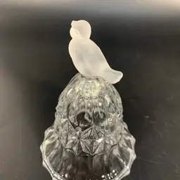 #55 - Vintage Crystal Bell Frosted Bird 4"