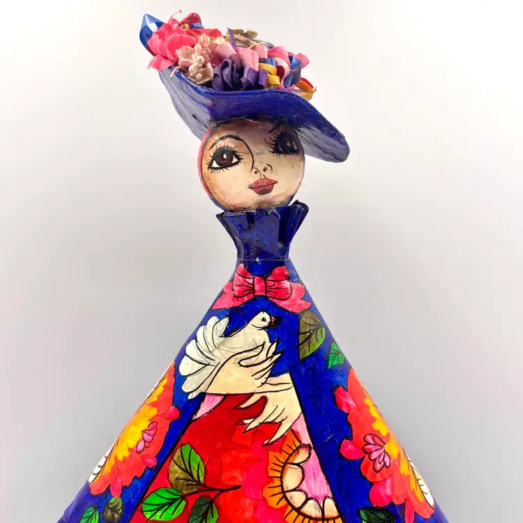 Mexican Folk Art Papier-Mache Figure by Abelardo Ruiz 14” GLOWS