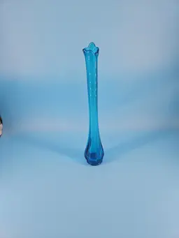 MCM Swung Glass Vase Blue 14 1/2"