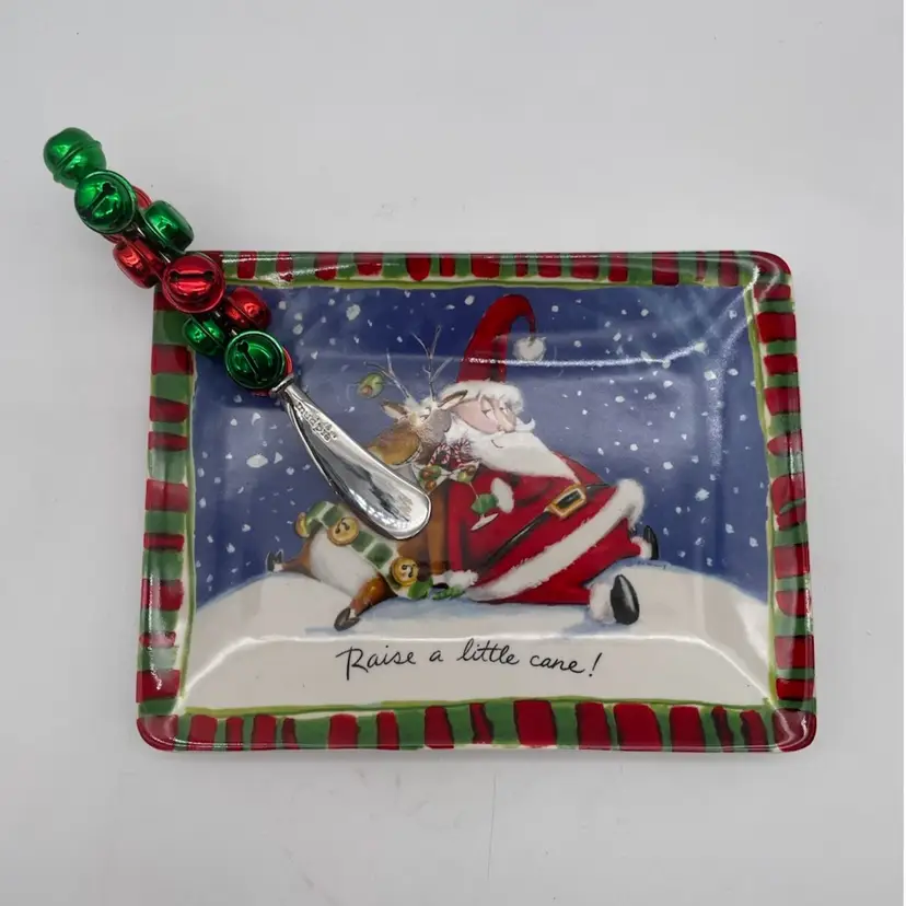 Mudpie Christmas Small Serving Platter “Raise A Little Cane”