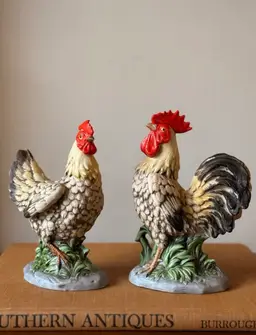 Vintage HOMCO Rooster & Hen Figurines (Taiwan) – Farmhouse Pair