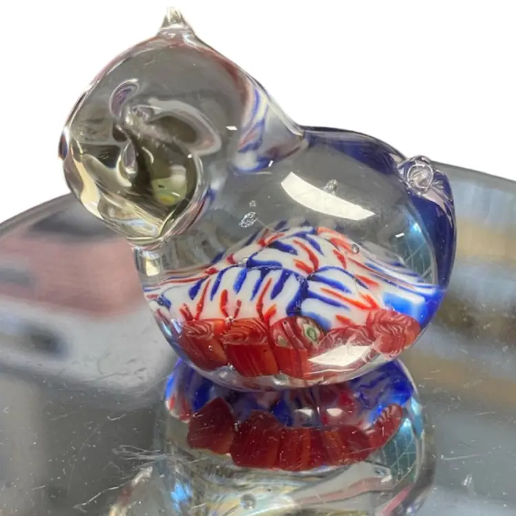 Murano Style Art Glass Cat Paperweight