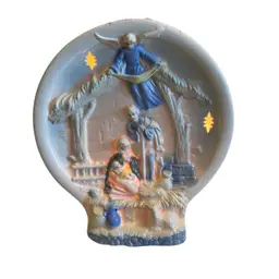 Religious Mother Mary Baby Jesus Table Night Lighted Illuminated Holy Night Vintage