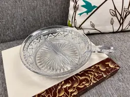 Imperial Glass Divided Relish Dish Clear Quilted Diamond Pattern