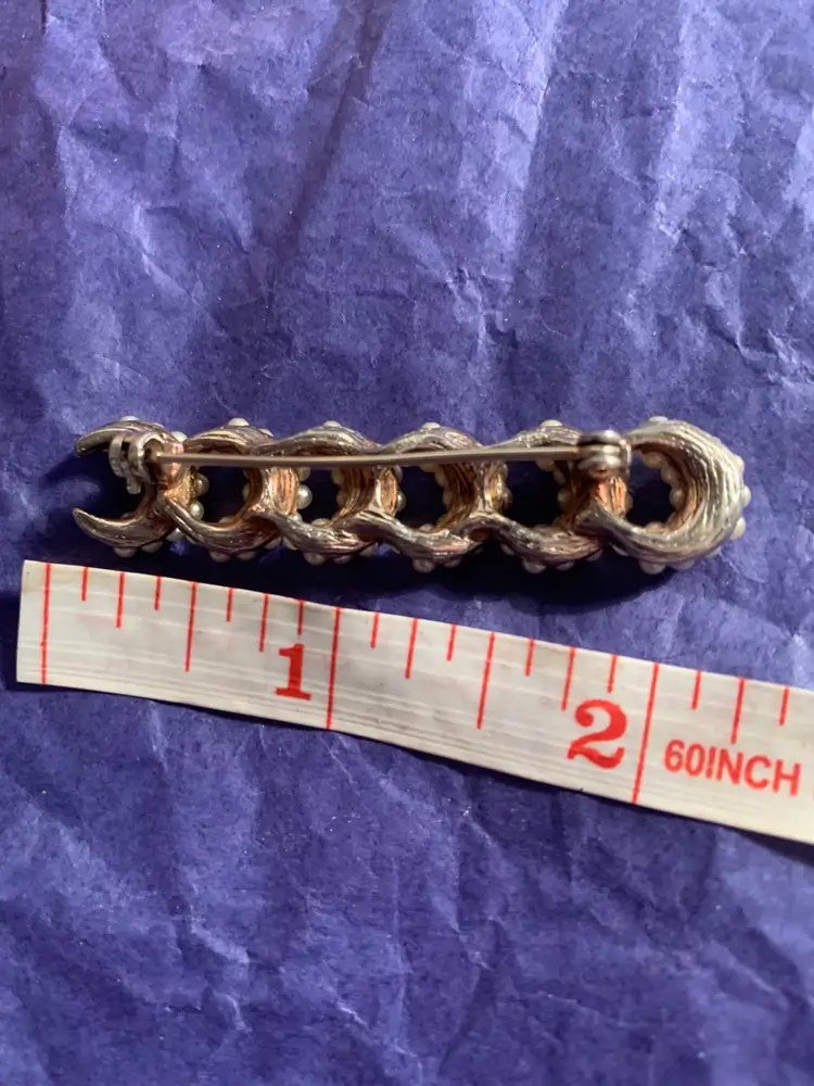 Vintage Faux Pearl Crescent Moon Brooch Celestial Pin Moons Galaxy 