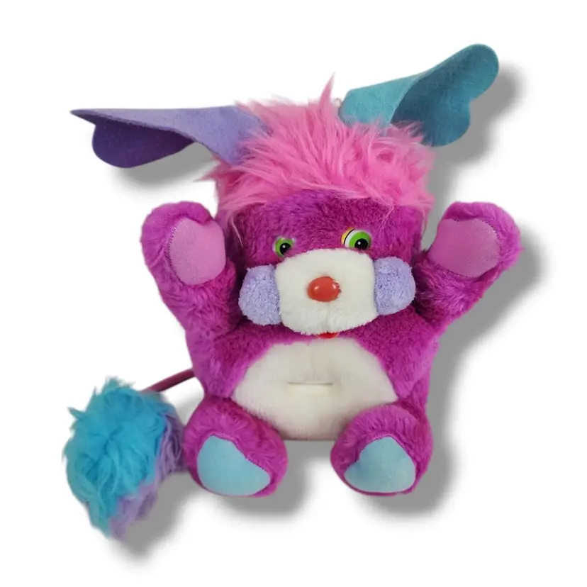 Popples Piggy Coin Bank Plush Packy Pink Purple Fuschia Teal White Vintage 1986