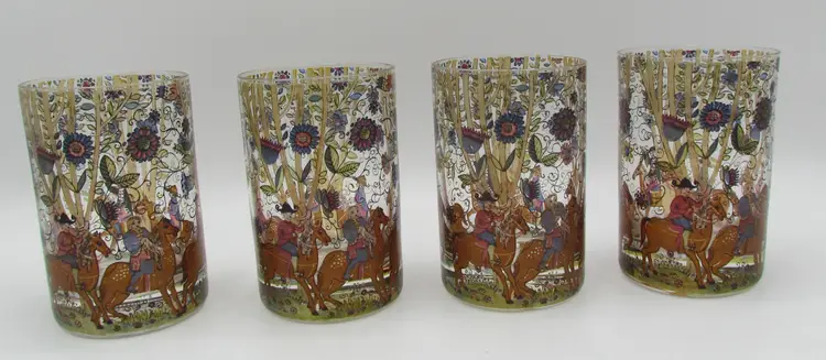Vintage/Antique Kurt Hammer Crystal Tumbers Magical Forest Riders Set 4 RARE