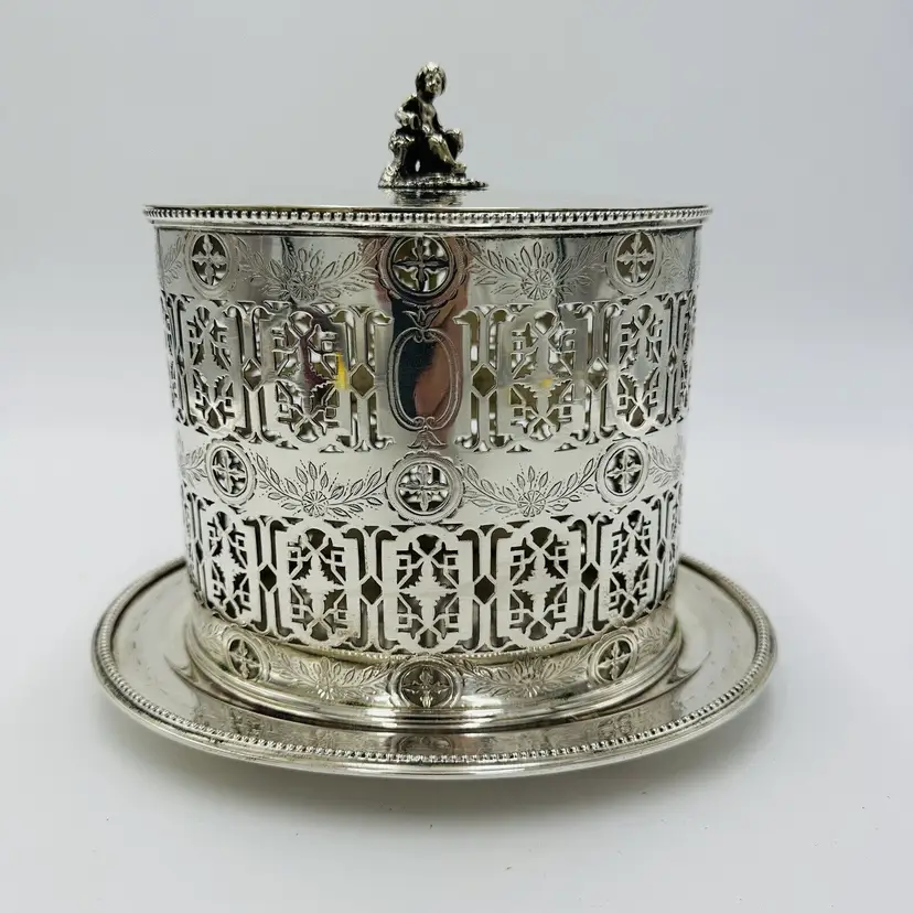 William Gallimore & Co Sheffield Cookie Box Antique Victorian Regency Pierced