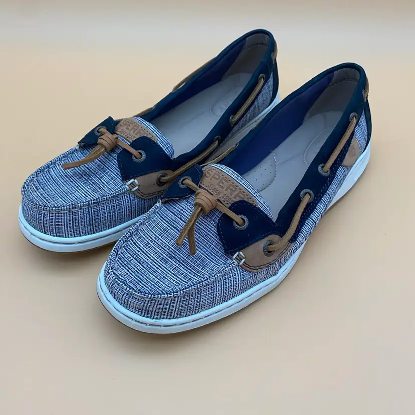 Sperry Women's Size 8.5 M Navy & White Songfish Pattern Top-Sider Boat Shoes