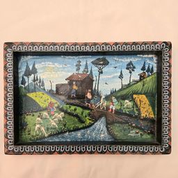 Folk Art Painting Fausto Toaquiza Signed Twice Peruvian Framed Titled Dated Vintage