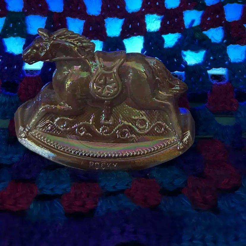 1980s Mosser Carnival Glass Rocking Horse