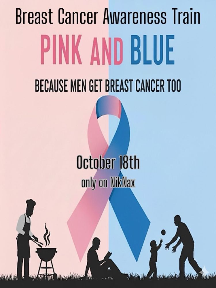 Pink And Blue Breast Cancer Awareness Train W/ Rose Cove Vintage!