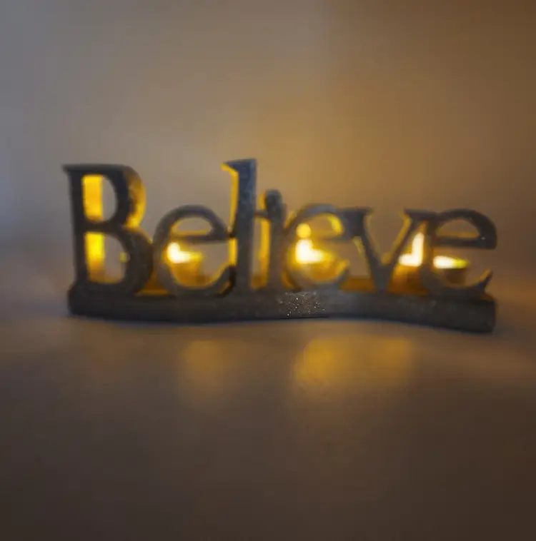 Yankee Candle Believe 3 Tea Light Holder Glitter Silver Tea Lights Included