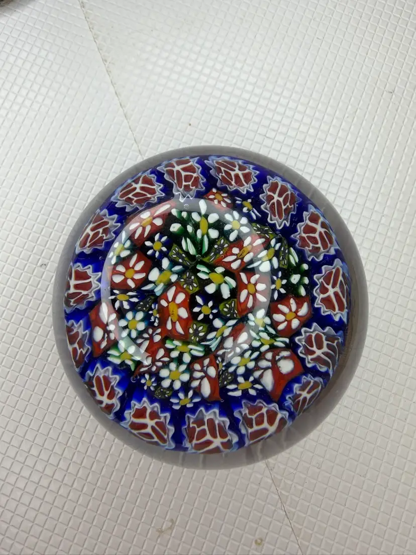 2.5” Millefiori Paperweight Charles Serouya & Sons glass Made In Italy