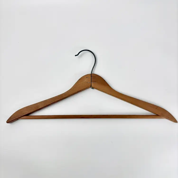 Vintage Wooden Hanger Staple Closure at the Center