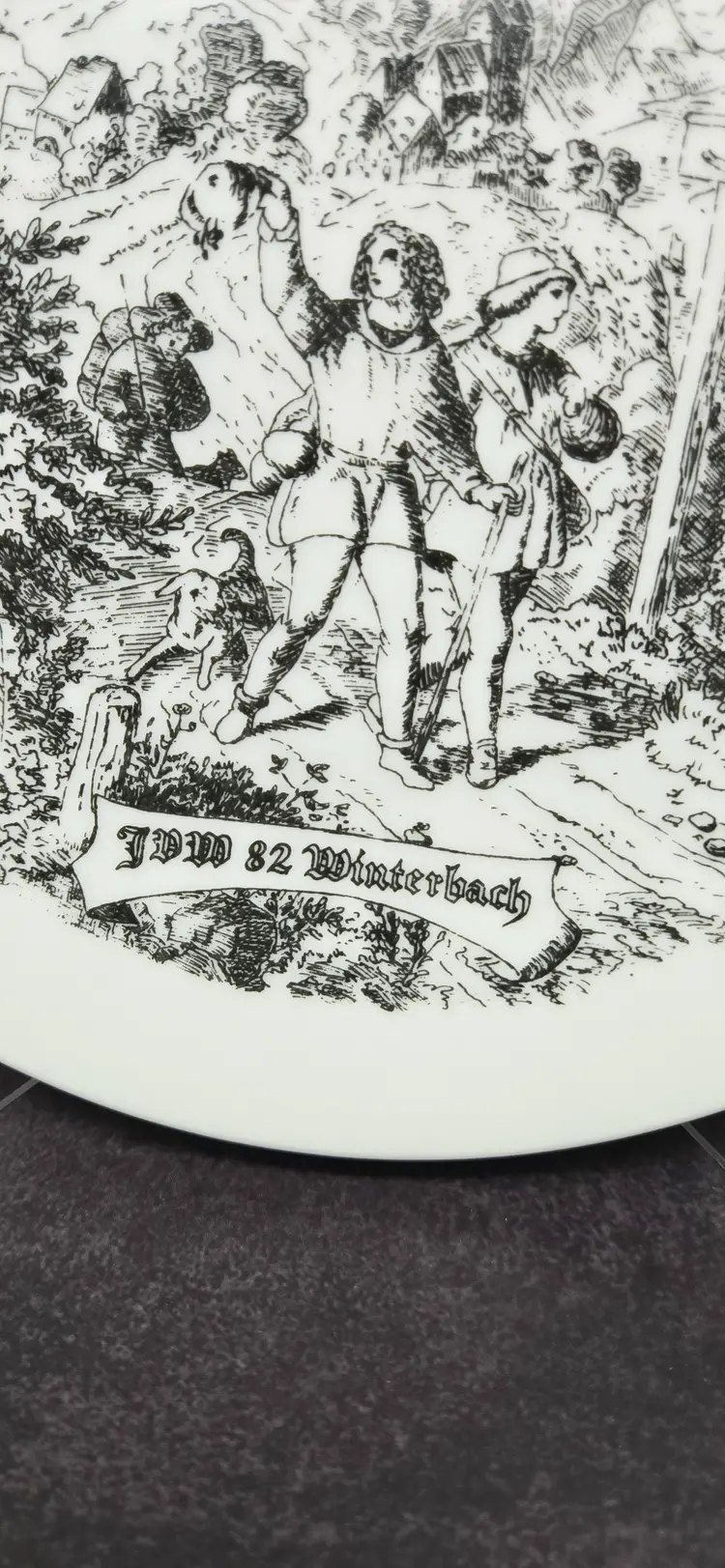 Vintage JDM '82 Winterbach Black and White Wall Plate, Germany, Isle Schmidt