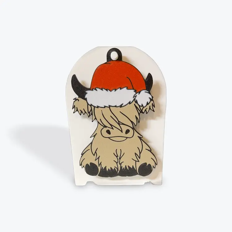 Highland Cow Plastic Christmas Ornaments