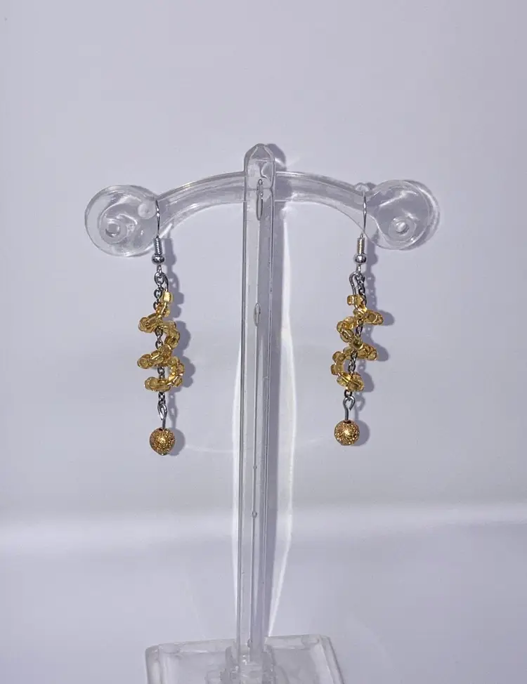 2 Day Sale! 🎉🎄🎉 Gold Plated Ball And Glass Beads 2 1/2” Drop Earrings! 925 Stamped Untested Hooks.  Made By Me!