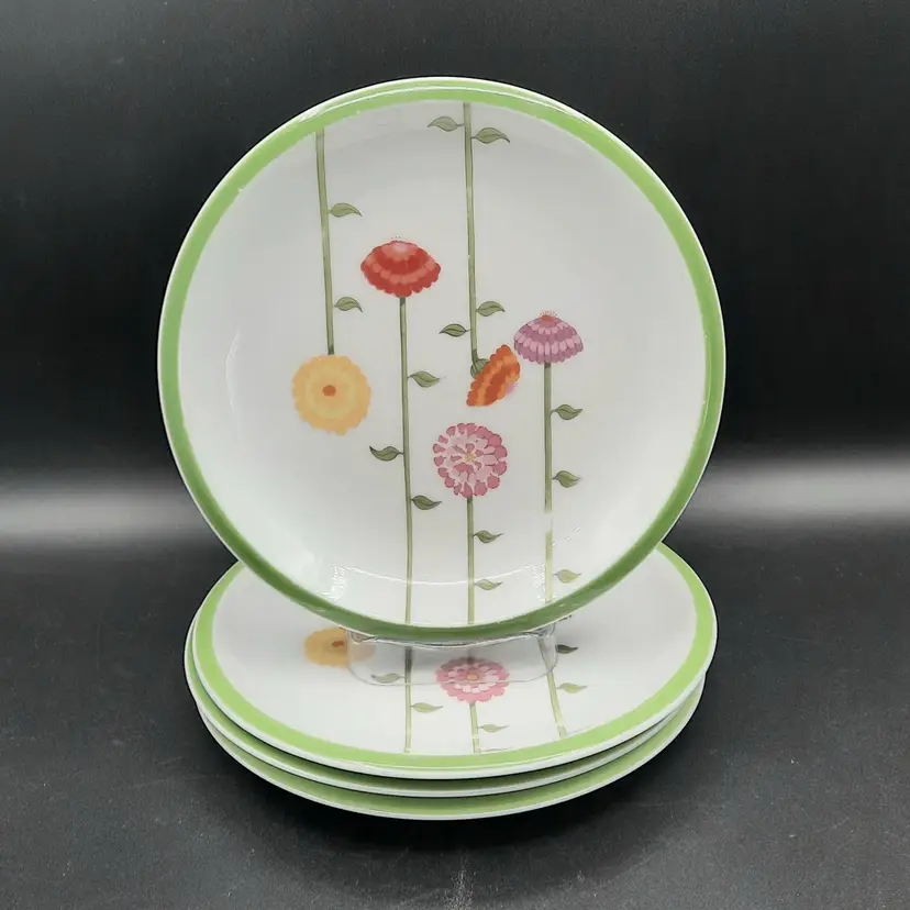 Vintage Denby Fine China Portugal 1974 Contrariwise Floral Salad Plates Set of 4