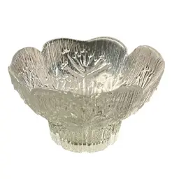 Vtg Lasisepat Finland Cow Parsley Clear Glass dessert bowl or candle holder 3”
