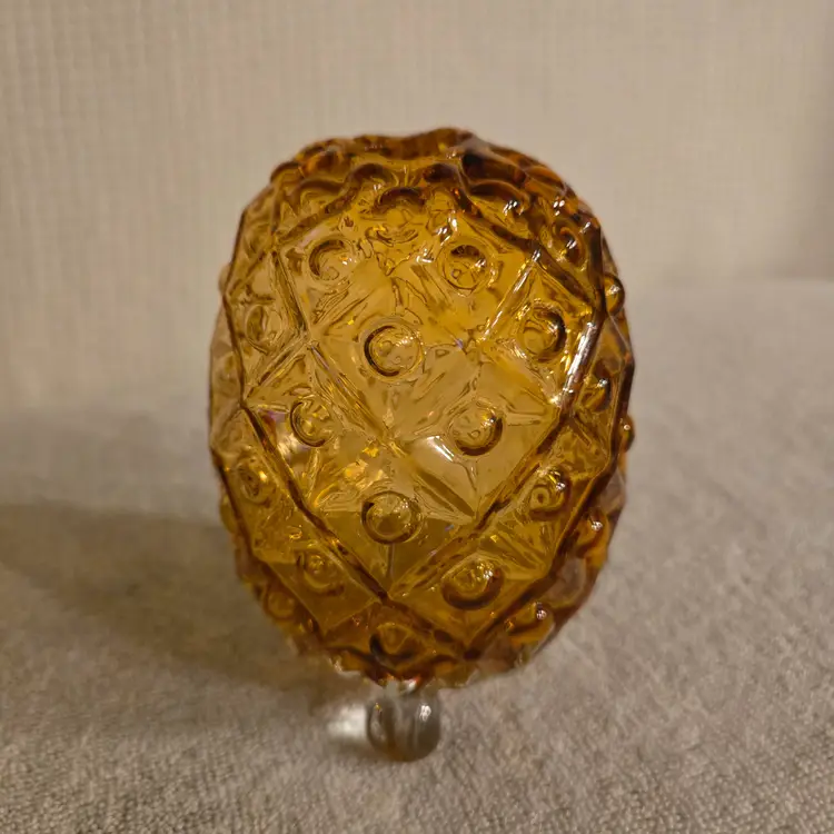 Vintage Amber Glass Pineapple Paperweight