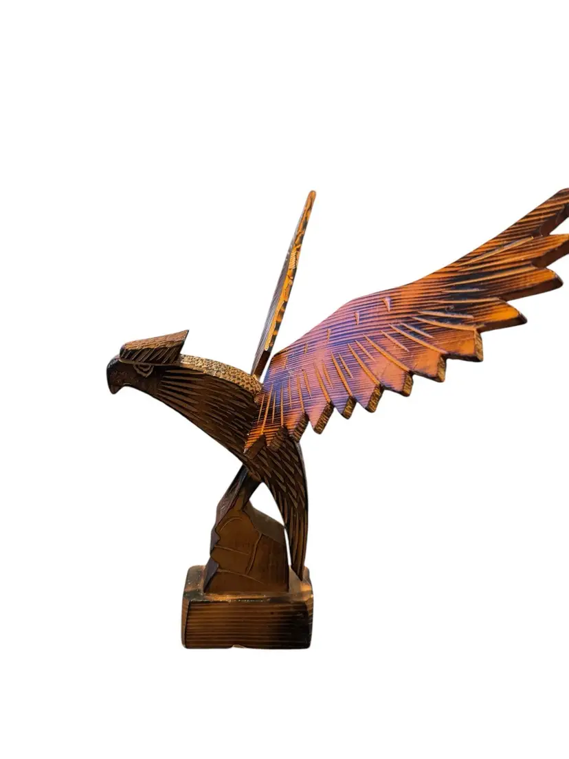 VTG MCM Hand Carved Wood Eagle Sculpture