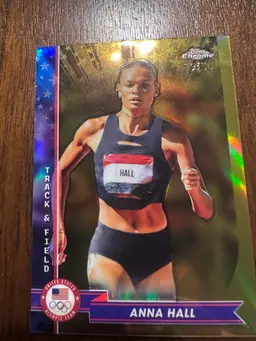 Anna Hall 2024 Topps Chrome Olympic Gold Refractor /50