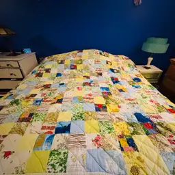 Hand Sewn Patchwork Square Quilt Cottagecore 86in x 78in Floral