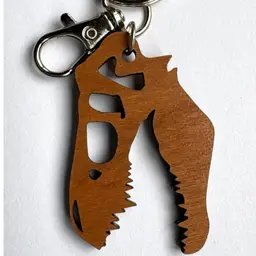 New Wooden T-Rex Engraved Keychain
