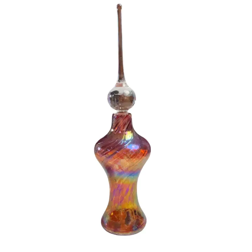 Roger Vines 2009 Art Glass Iridescent Handblown Perfume Bottle Turned Paperweight- 8”
