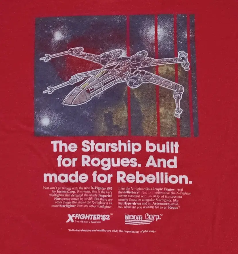 vintage distressed Star Wars X-Fighter Incom Corp t-shirt Luke Skywalker Darth