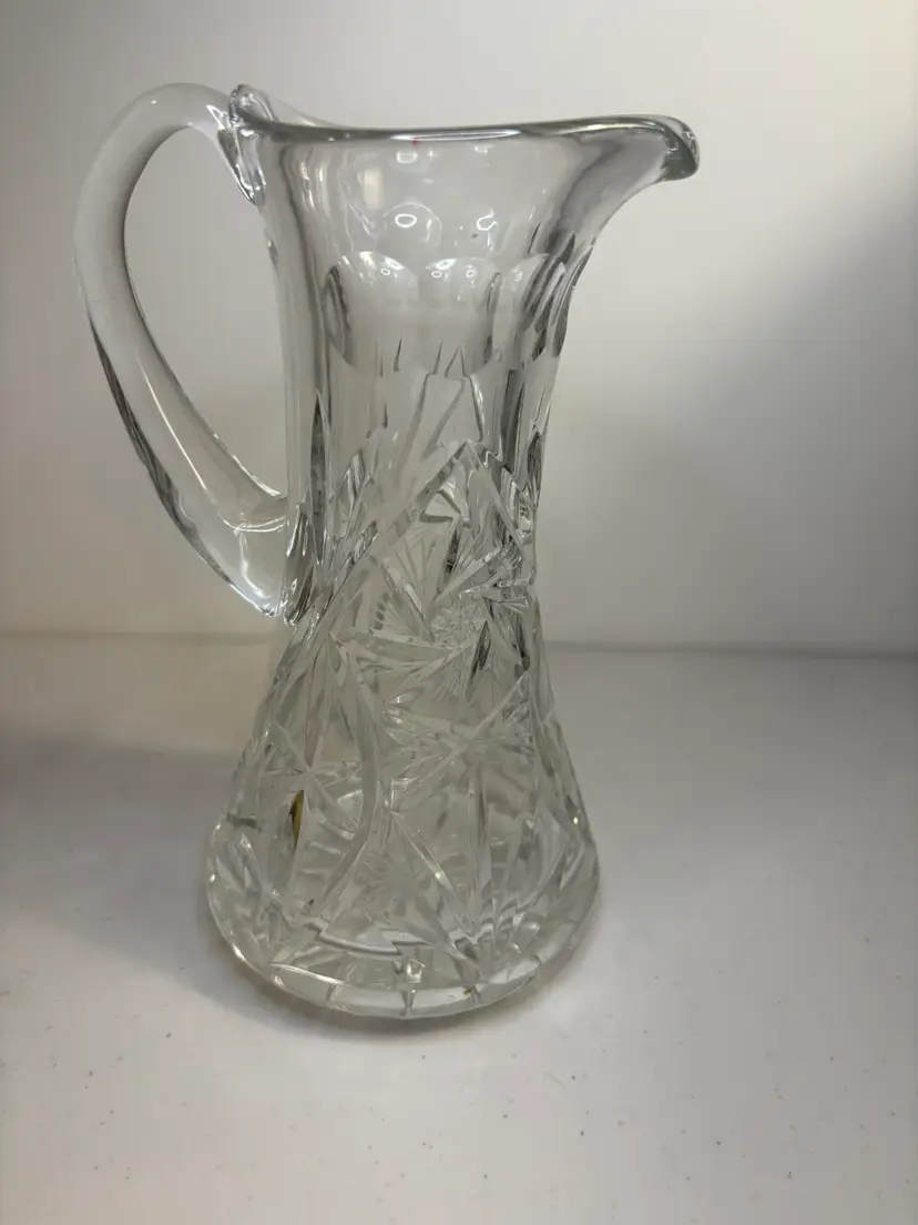 American Cut Eleanor Crystal Pitcher 8 1/4" Vtg