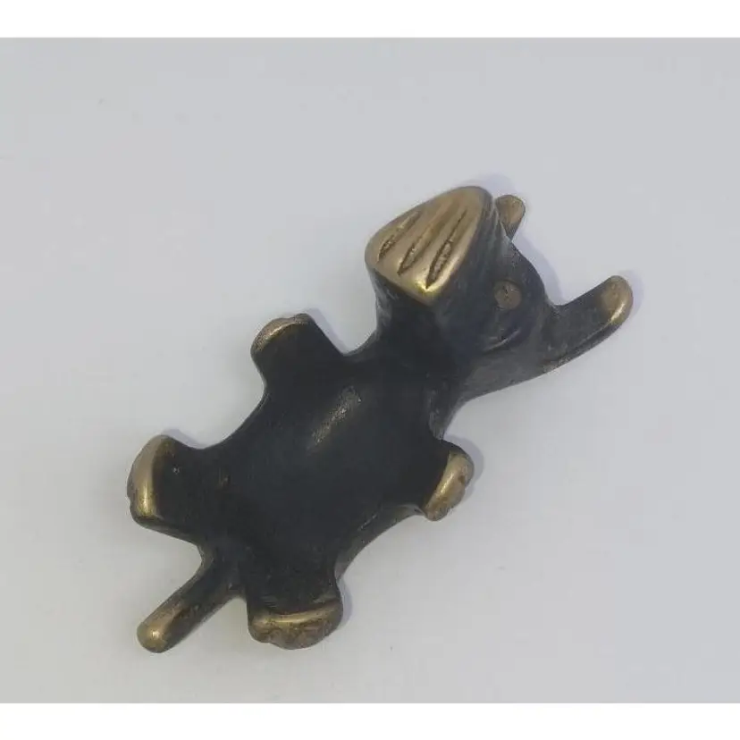 Walter Bosse Egg Cup Trinket Tray Scotty Dog Schnauzer Cast Iron Brass 3" x 1.5