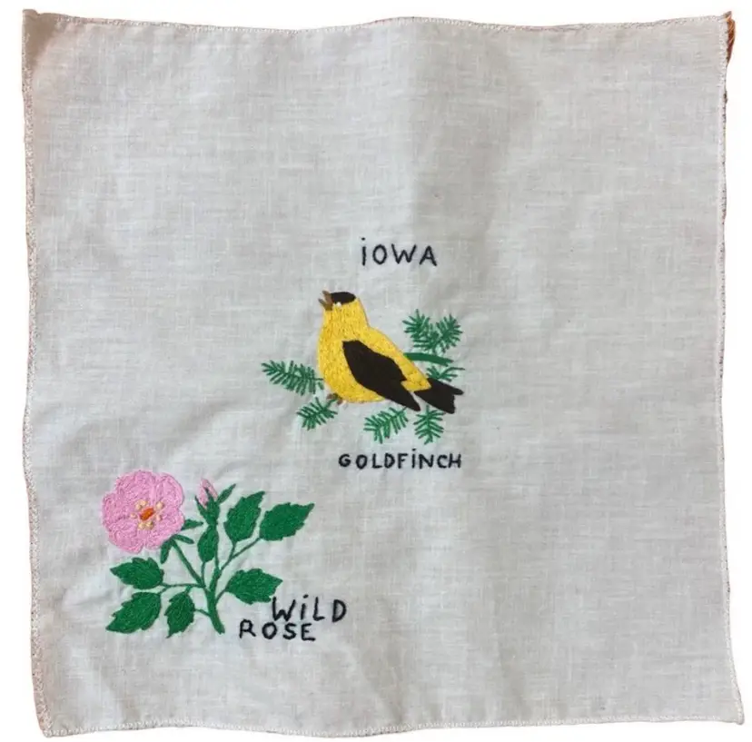 CREWEL Iowa State Bird And Flower