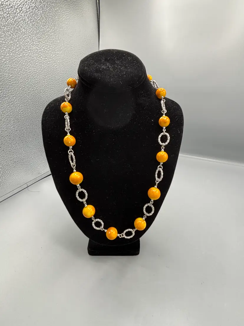 Silver Tone Mustard Necklace