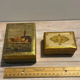 Two Beautiful VTG Made In Italy Wooden Trinket Boxes