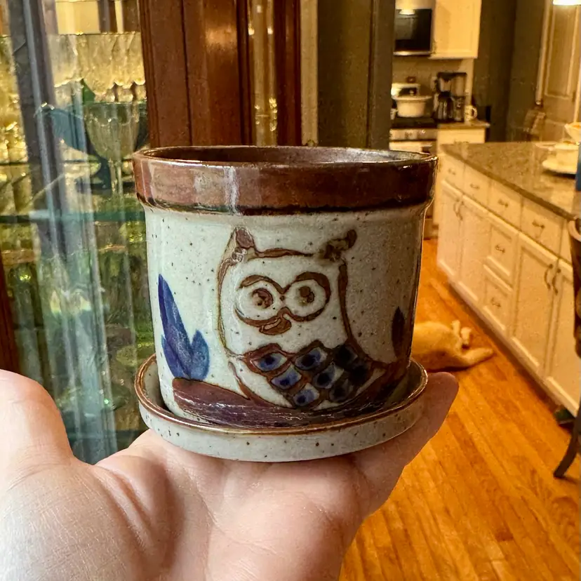 Mini Stoneware Owl Planter