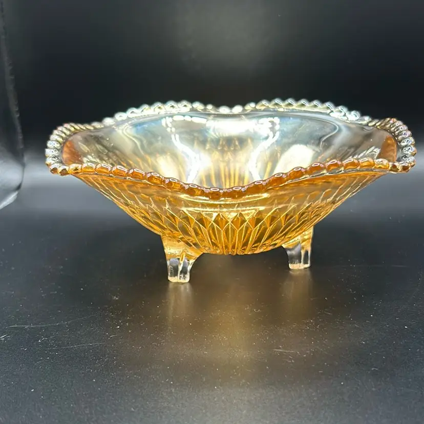 Vintage 1950’s Carnival Glass Dish Marigold