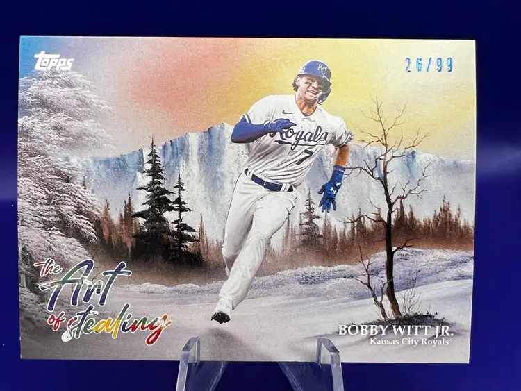 2025 Topps Bob Ross Bobby Witt Jr. Art Of Stealing Paint Splatter Parallel #/99 Kansas City Royals