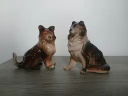 Vintage Pair of Porcelain Ceramic Collie Dog Figurines