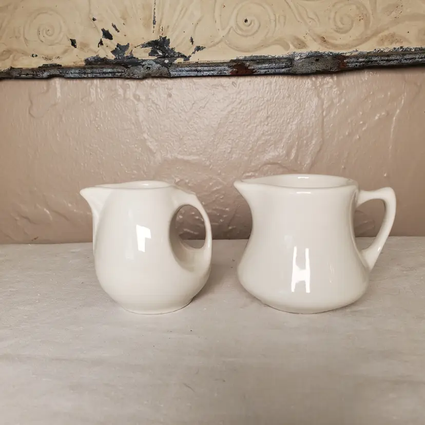 Vintage Hall White Ceramic Creamers Set of 2