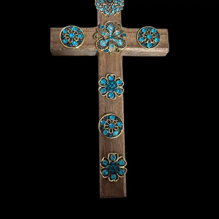 Wooden Cross With Brooches - Made By Me