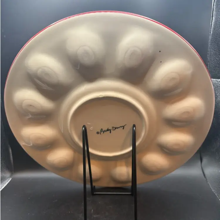 ‘Cockadoodle’ Chicken Ceramic Deviled Egg Plate by Becky Denny
