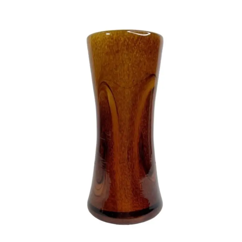 Root Beer Brown Swirled Speckled Glass Cylinder Vase