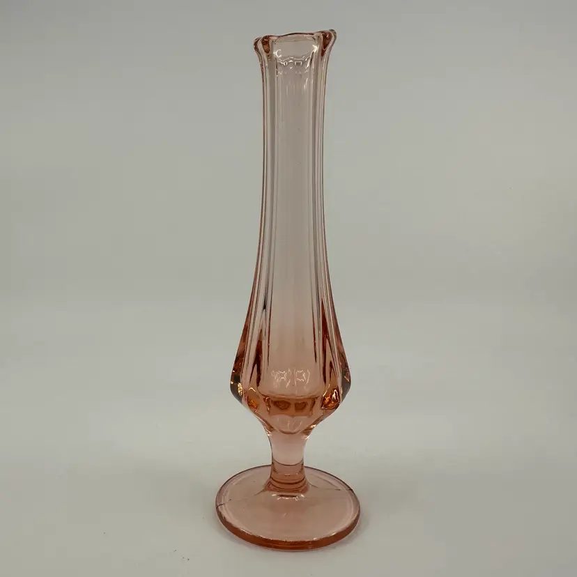 Vintage Pink Swung Pedestal Bud Vase 7”