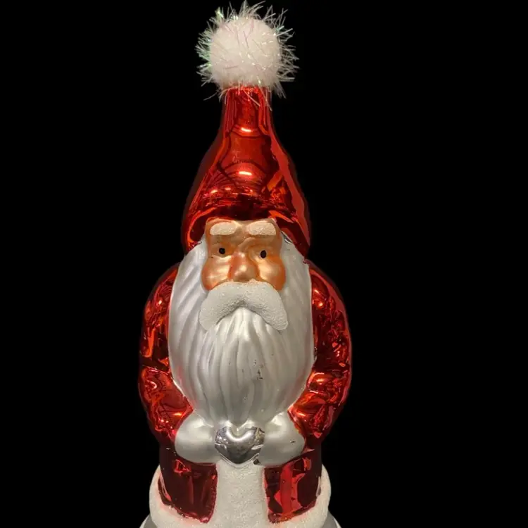 Vintage Mercury Glass Santa Claus Christmas Ornament