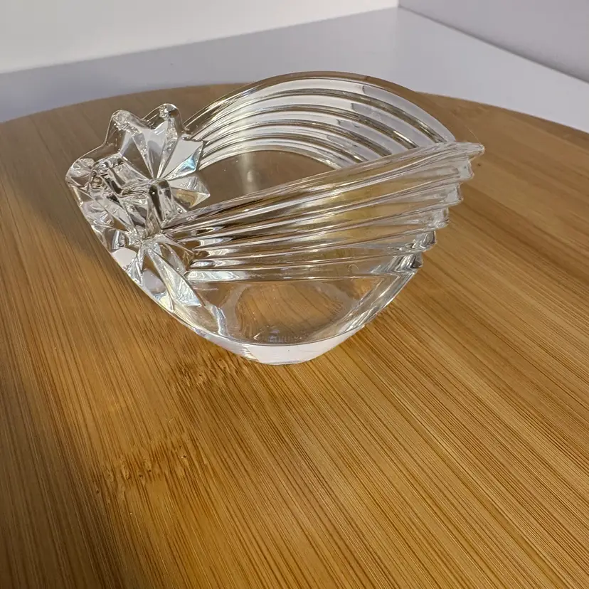 Nachtmann Signed Vintage Trinket Dish Bowl German Lead Crystal Star Snow Design