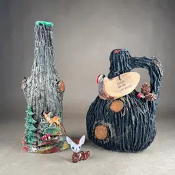 Fairy Garden Forrest Folk Art Faux Bark Miniature Deer Fawn Mushroom Pine Tree Woodland Scenery