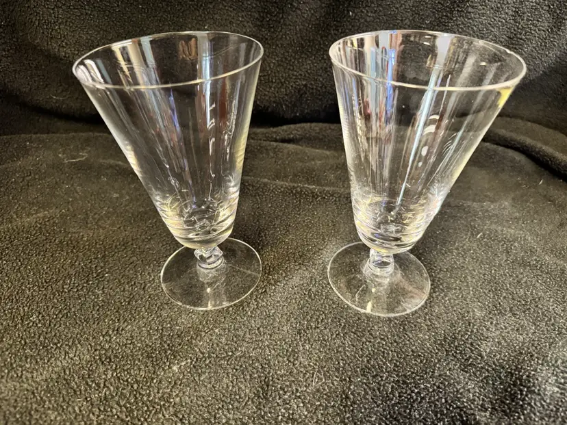 2 Vintage Fostoria Crystal Clear Elegant Stemmed Beer Water Glasses Engagement