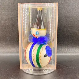 NIB Pier 1 One Hand Painted Mouth Blown Italian Glass Clown Ornament 7” Signed